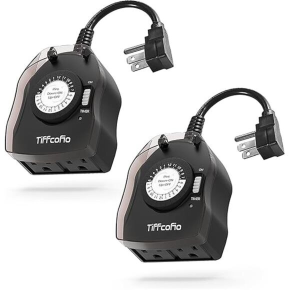 Outdoor Timer Outlet, 24 Hour Mechanical Outdoor Timer for Lights,Light Timer - Picture 8 of 8